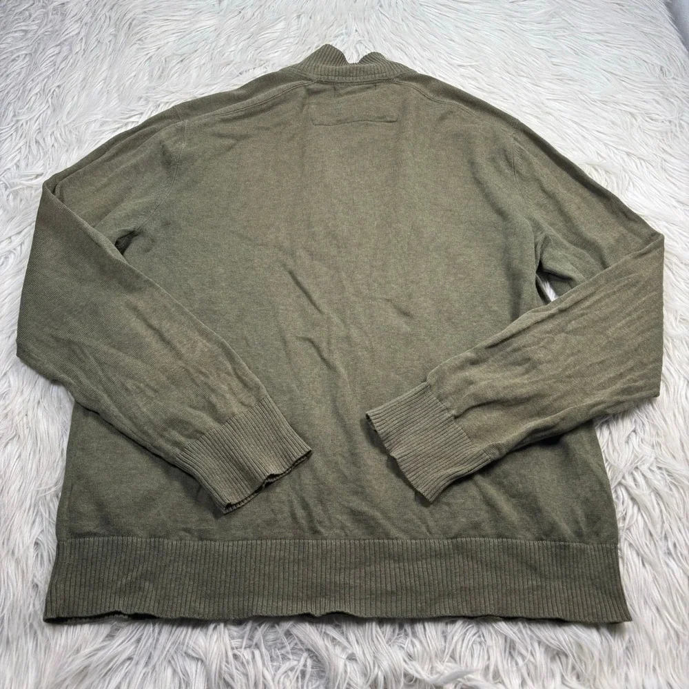 Banana Republic Men's L Green Henley Mock Neck Sweater Cotton Preppy Academia